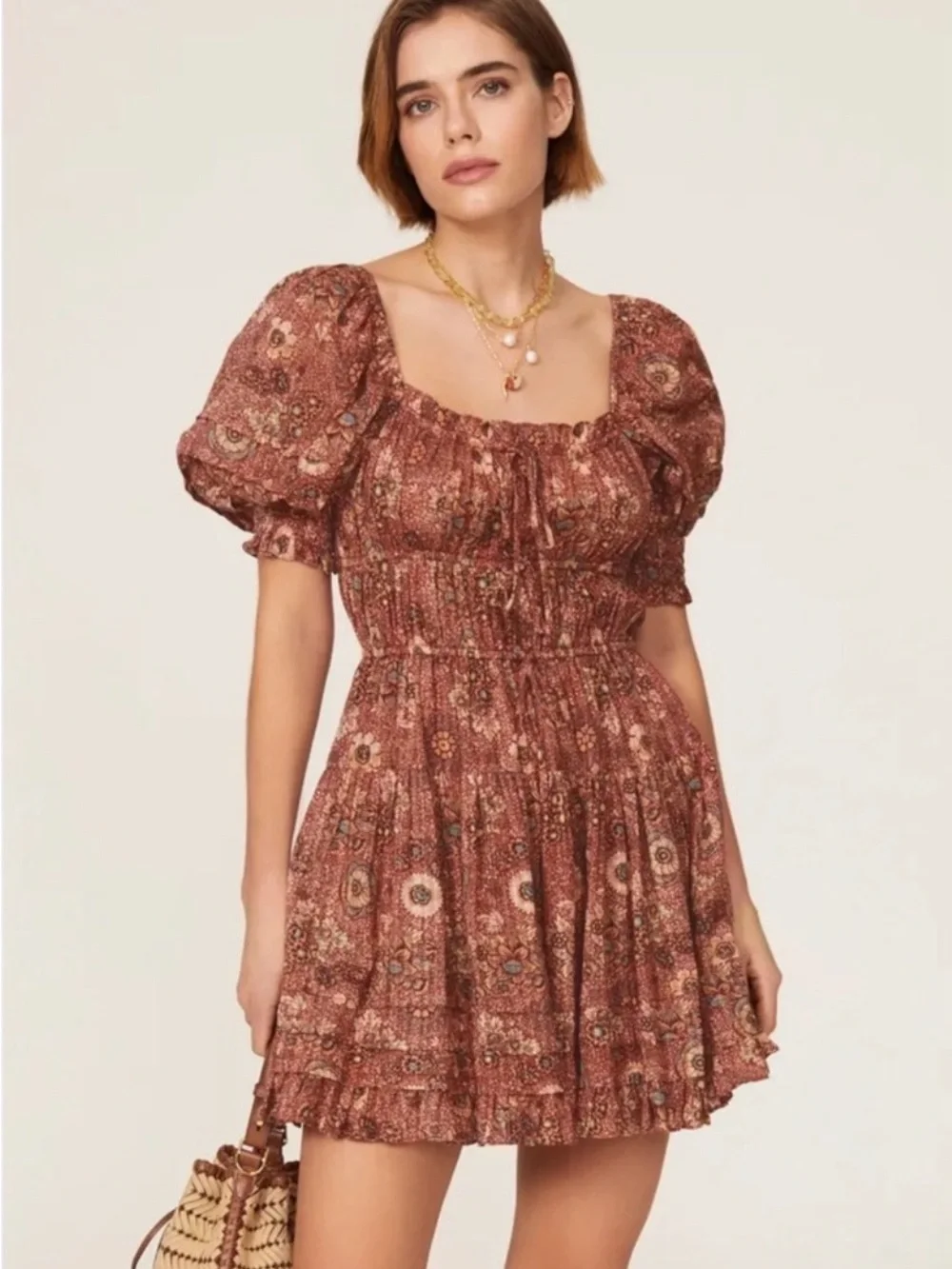 Ulla Johnson Juniper Dress Rosebud Floral Puff Sleeve Smocked Midi Dress Size 0 - Picture 1 of 13